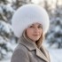 Шапка от лисица Бяла 
