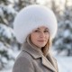 Шапка от лисица Бяла 