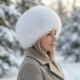 Шапка от лисица Бяла 